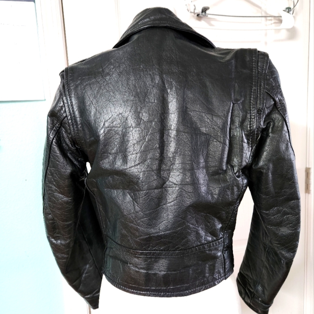 Vintage ICS Motorcycle Leather Jacket Sz.16..see Measurements - Picture 11 of 14